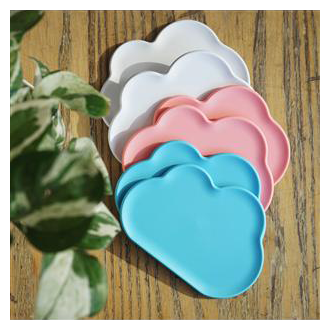 朵朵雲兒杯墊／藍粉 6入